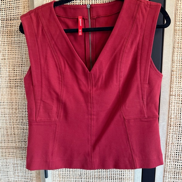 SPANX ponte’ top and pant set. Red, size S. - Picture 2 of 14